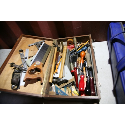 1138 - A CARPENTERS TOOLBOX AND TOOL BAG containing a quantity of G clamps, A quantity of Yankee screwdrive... 