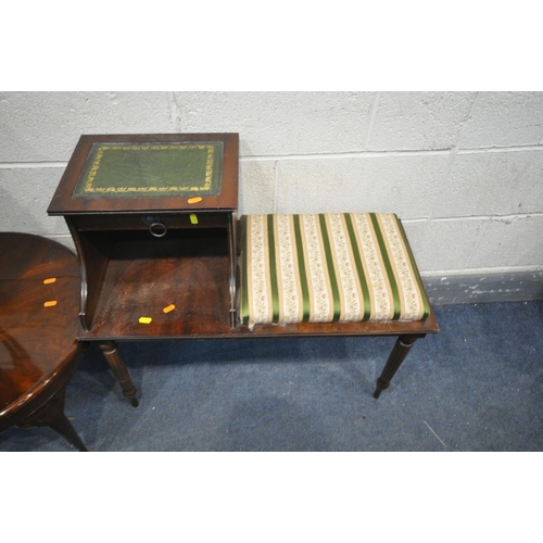 1207 - A SELECTION OF OCCASIONAL FURNITURE, to include an oak torchere stand, height 92cm, two mahogany cir... 