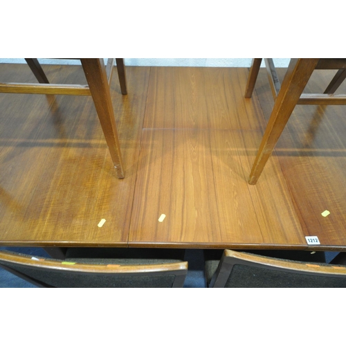 1212 - A MID CENTURY TEAK EXTENDING DINING TABLE, on tapering legs, open length 228cm x closed length 181cm... 