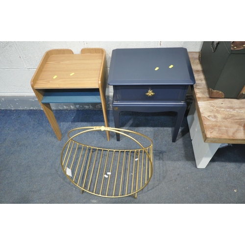 1224 - A MODERN WOOD AND METAL COAT/HAT STAND, with seat and shoe rack, width 70cm x depth 33cm x height 17... 