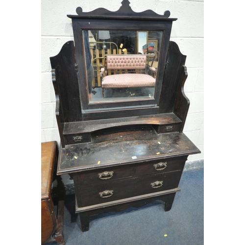 1238 - A 20TH CENTURY OAK DRESSING CHEST, with a single swing mirror and two drawers, over two short and on... 