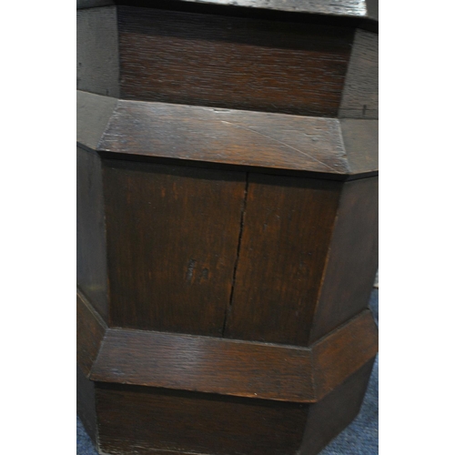 1241 - A MAHOGANY PLANT STAND, with a rectangular top, on an stepped octagonal plinth, width 44cm x depth 3... 