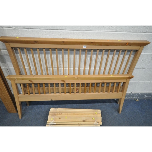 1271 - A PINE 4FT6 BEDSTEAD, with slats