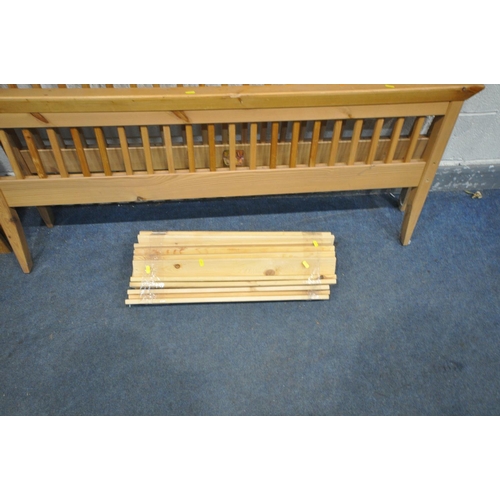 1271 - A PINE 4FT6 BEDSTEAD, with slats