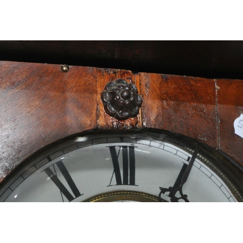 1274 - A 19TH CENTURY WALNUT CASED EIGHT DAY GUSTAV BECKER WALL CLOCK, the pediment depicting an eagle, abo... 