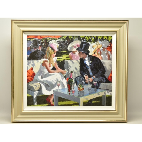 313 - SHERREE VALENTINE DAINES (BRITISH 1959), 'ASCOT GLAMOUR', a signed limited edition print of figures ... 