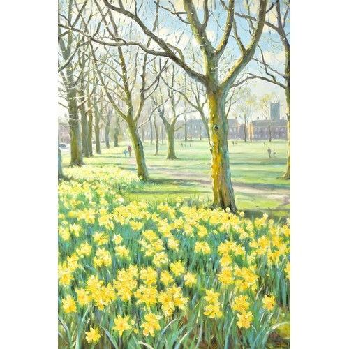 324 - JAMES D. PRESTON (BRITISH CONTEMPORARY) 'CHESTER GREEN', a view across the open green space in Derby... 