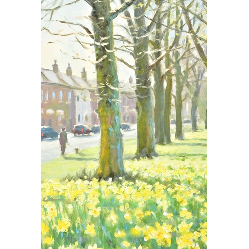 324 - JAMES D. PRESTON (BRITISH CONTEMPORARY) 'CHESTER GREEN', a view across the open green space in Derby... 