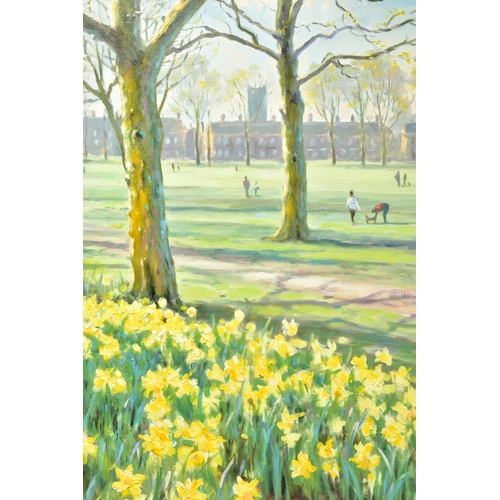 324 - JAMES D. PRESTON (BRITISH CONTEMPORARY) 'CHESTER GREEN', a view across the open green space in Derby... 