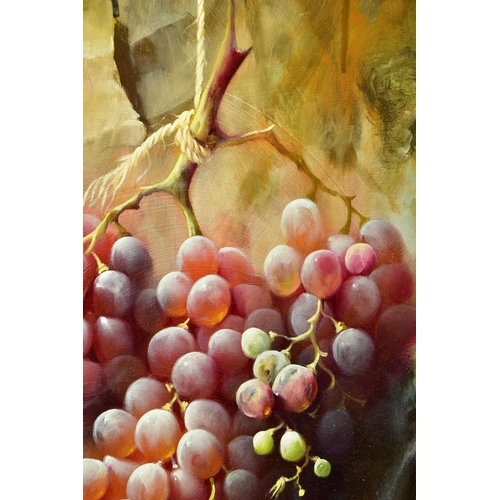 327 - JOSE MANUEL REYES (SPANISH 1963) ' UVAS ROJAS II', a still life study of a bunch of red grapes, sign... 