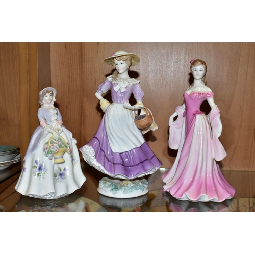 367 - FIVE ROYAL WORCESTER CHILD AND LADY FIGURES, comprising 'September' no. 3457, modelled by Freda Doug... 