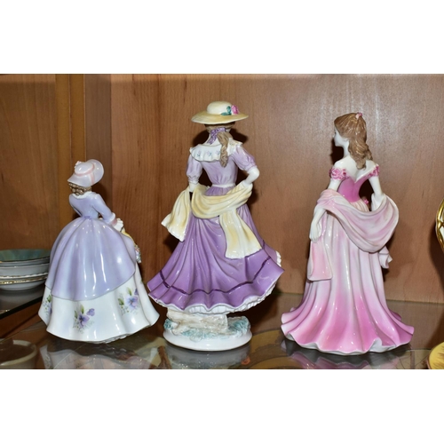 367 - FIVE ROYAL WORCESTER CHILD AND LADY FIGURES, comprising 'September' no. 3457, modelled by Freda Doug... 