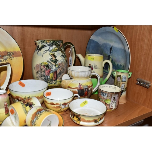 368 - A COLLECTION OF ROYAL DOULTON SERIES WARE, including 'The Gleaners' jug, height 20.5cm, coaching sce... 