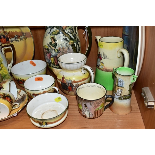 368 - A COLLECTION OF ROYAL DOULTON SERIES WARE, including 'The Gleaners' jug, height 20.5cm, coaching sce... 