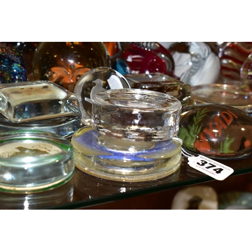 374 - A COLLECTION OF GLASS AND PERSPEX PAPERWEIGHTS, including a Wedgwood duck, s.d. to beak and scratche... 