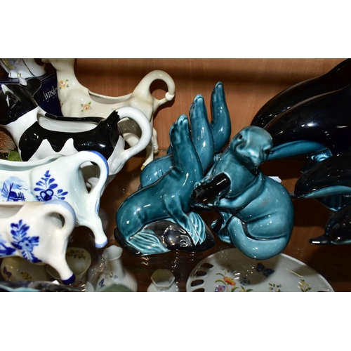 390 - A QUANTITY OF POOLE POTTERY AND OTHER CERAMICS, including six Poole dolphins, (one s.d.), three sea ... 