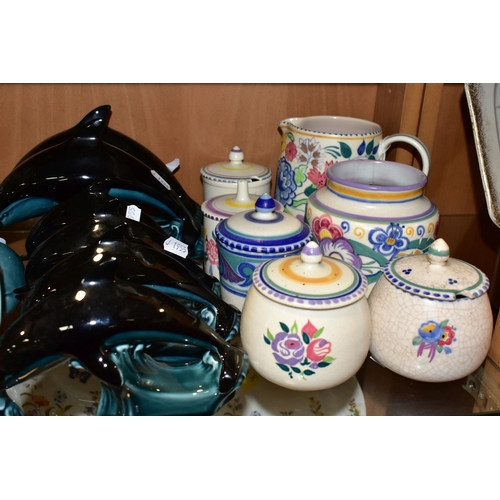 390 - A QUANTITY OF POOLE POTTERY AND OTHER CERAMICS, including six Poole dolphins, (one s.d.), three sea ... 