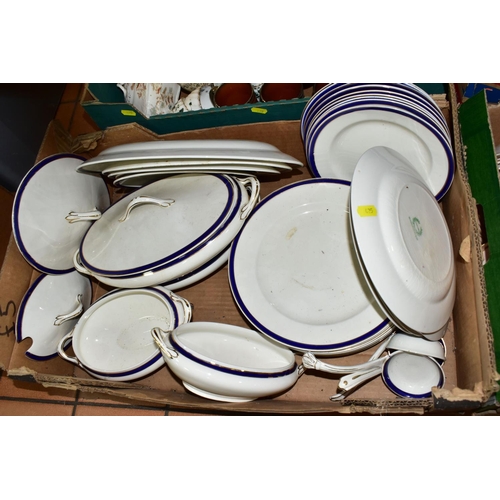 425 - FOUR BOXES OF CERAMICS, to include teapots, dinner plates, china tea wares, a Parrott & Co teapot an... 