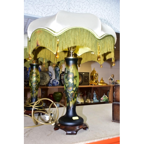 428 - A GROUP OF LAMPS AND LARGE VASES,  comprising a pair of French Art Deco style table lamps, pale gree... 