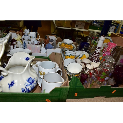 431 - THREE BOXES OF CERAMICS AND ORNAMENTS, to include an Aynsley 'Pembroke' pattern trinket dish, a Roya... 