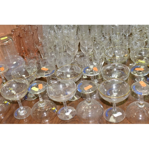 433 - A GROUP OF BABYCHAM GLASS AND CUT CRYSTAL comprising a footed cut crystal centre piece bowl, eightee... 