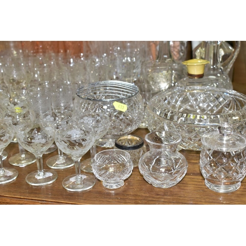 433 - A GROUP OF BABYCHAM GLASS AND CUT CRYSTAL comprising a footed cut crystal centre piece bowl, eightee... 