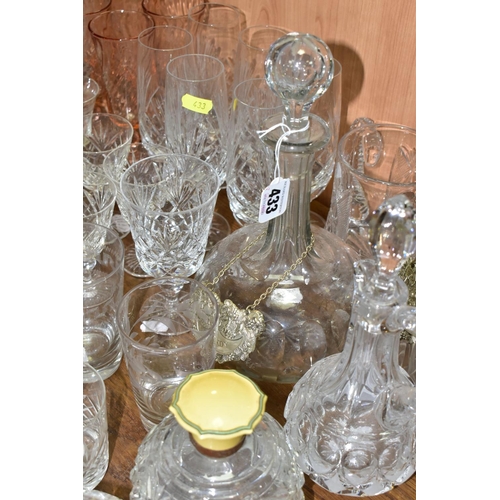 433 - A GROUP OF BABYCHAM GLASS AND CUT CRYSTAL comprising a footed cut crystal centre piece bowl, eightee... 