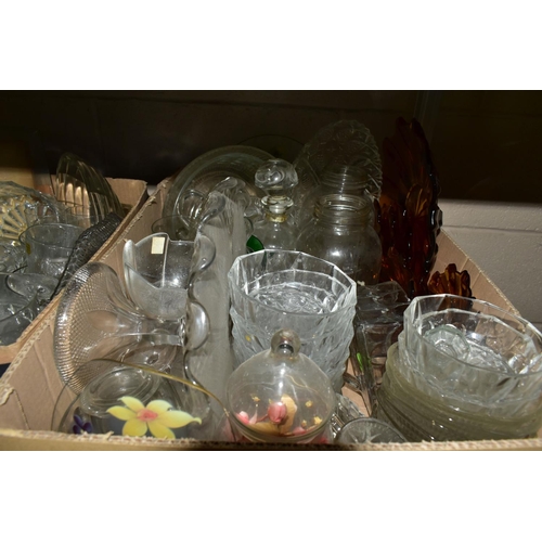 480 - SEVEN BOXES OF CERAMICS AND GLASSWARE, to include a pair of white Staffordshire style spaniels, a Sy... 