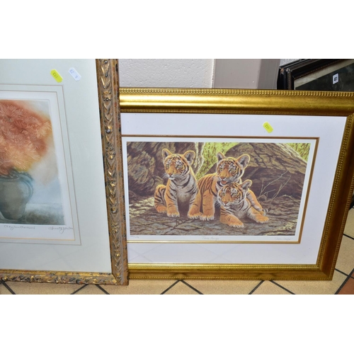 483 - A STEPHEN GUYFORD PRINT 'THREE AMIGOS' 1110/1195, AN ANNETTE JOHNSON PRINT 'CHRYSANTHENUMS' 70/160, ... 