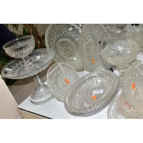 485 - A LARGE QUANTITY OF  VICTORIAN PRESSED GLASSWARE, comprising a Peter Robinson & Edward Bolton oval f... 