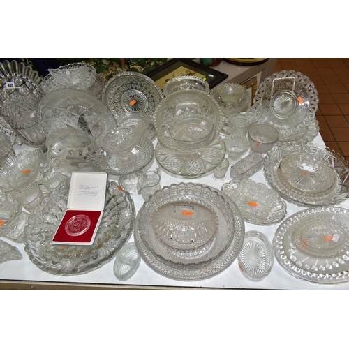 485 - A LARGE QUANTITY OF  VICTORIAN PRESSED GLASSWARE, comprising a Peter Robinson & Edward Bolton oval f... 