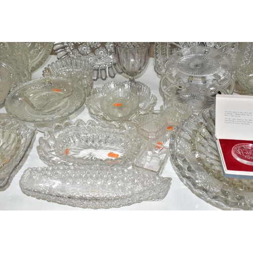 485 - A LARGE QUANTITY OF  VICTORIAN PRESSED GLASSWARE, comprising a Peter Robinson & Edward Bolton oval f... 