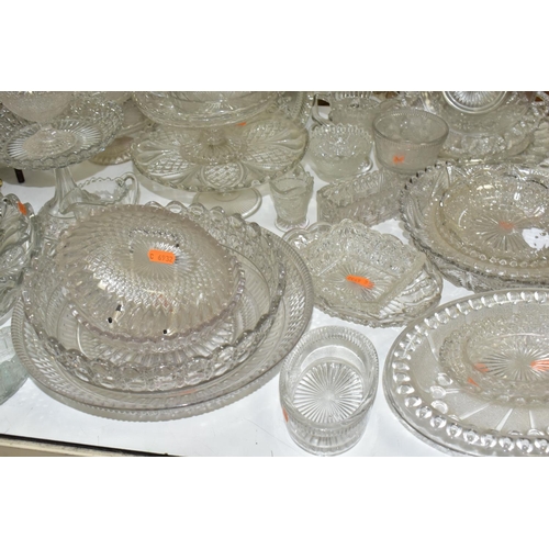 485 - A LARGE QUANTITY OF  VICTORIAN PRESSED GLASSWARE, comprising a Peter Robinson & Edward Bolton oval f... 