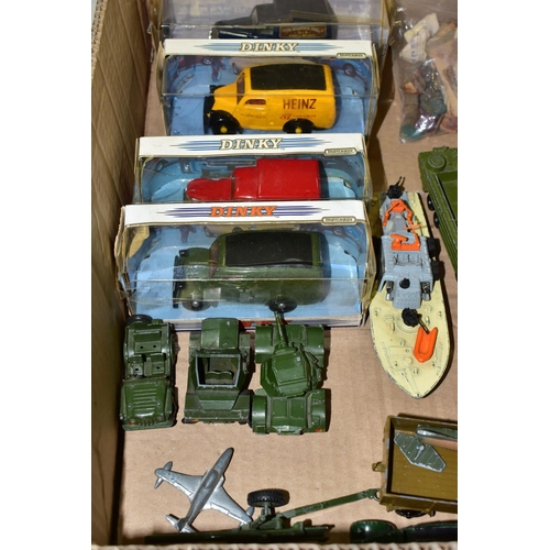 488 - DIECAST MODELS, fifteen DINKY models to include Matchbox models, military vehicles, a Patrol Boat an... 