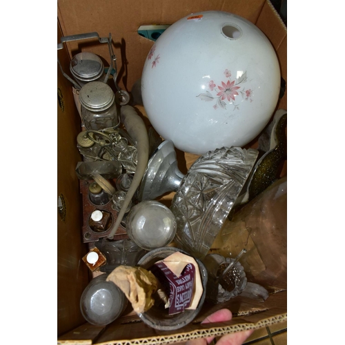 493 - FIVE BOXES OF GLASS WARES, to include a boxed Cristal d'Arques Sully vase height 13cm, a glass dome ... 