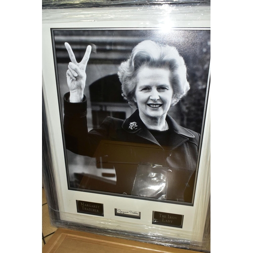 502 - A SMALL QUANTITY OF PICTURES AND PRINTS, to include a framed photographic print of Margaret Thatcher... 