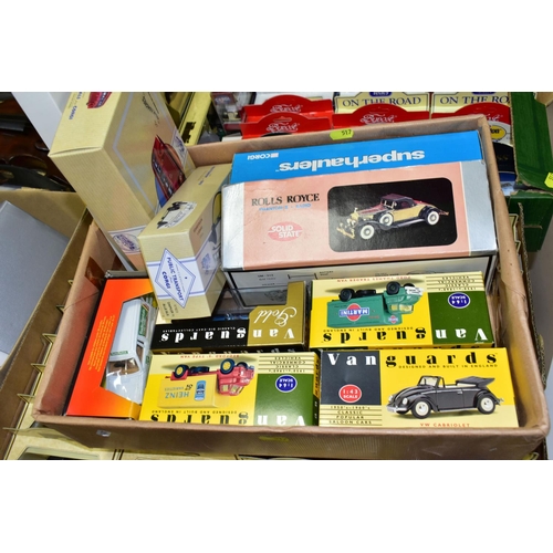 517 - DIECAST MODELS three boxes containing approximately eighty-two diecast model vehicles, manufacturers... 