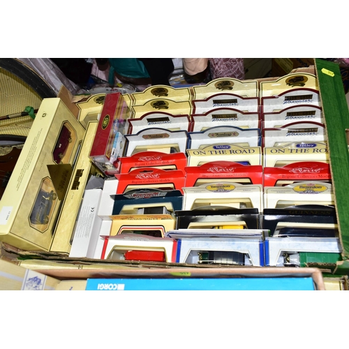 517 - DIECAST MODELS three boxes containing approximately eighty-two diecast model vehicles, manufacturers... 