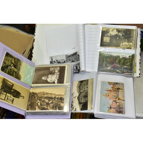 519 - POSTCARDS, three albums containing approximately 420 postcards and photographs dating from the early... 