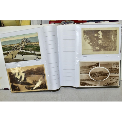 519 - POSTCARDS, three albums containing approximately 420 postcards and photographs dating from the early... 