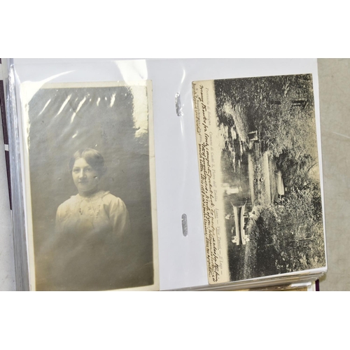 519 - POSTCARDS, three albums containing approximately 420 postcards and photographs dating from the early... 