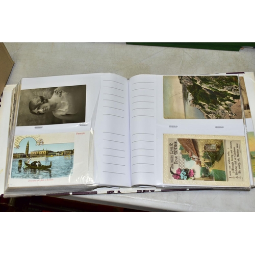 519 - POSTCARDS, three albums containing approximately 420 postcards and photographs dating from the early... 