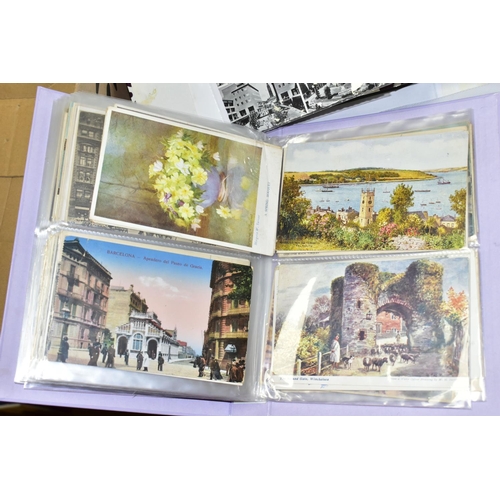 519 - POSTCARDS, three albums containing approximately 420 postcards and photographs dating from the early... 