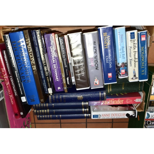 524 - BOOKS & CD AUDIO BOOKS, five boxes containing approximately 135 book and DVD titles in hardback and ... 