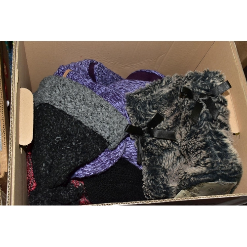 528 - FIVE BOXES AND ONE RAIL OF LADIES CLOTHING, to include jackets, tops and dresses, two Adidas track s... 