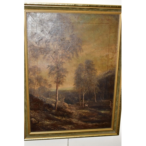 532 - JOHN LONGSTAFFE (1849-1912) UNTITLED, AN ENGLISH SCHOOL LANDSCAPE, a path through a thinly wooded ar... 