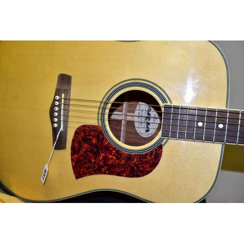 537 - AN ARIA ACOUSTIC GUITAR, MUSIC STAND AND MUSIC BOOKS, the Aria guitar, model number AW-55, with soft... 