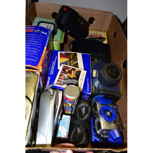 539 - A BOX OF POLAROID AND NOVELTY CAMERAS, to include three boxed Polaroid cameras : P600, Image 2 and 6... 