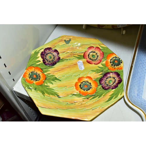 545 - A CARLTON WARE STRAWBERRY DISH AND STAND, together with a Royal Doulton 'Bunnykins' oval dish, decor... 