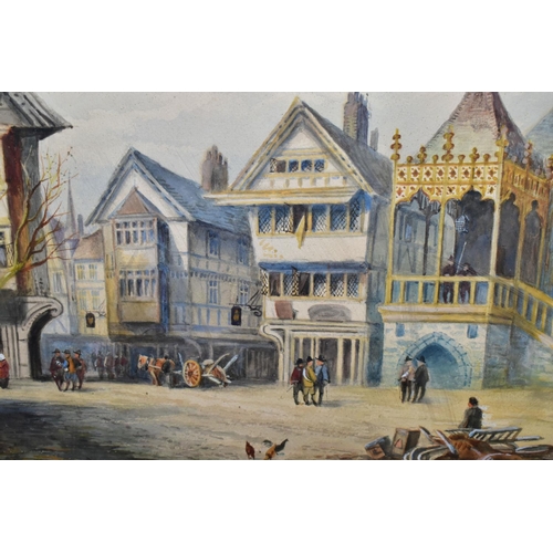 563 - CECIL JACK KEATS (19TH /  20TH CENTURY) 'LONDON 1673', a nostalgic view of old London with figures i... 